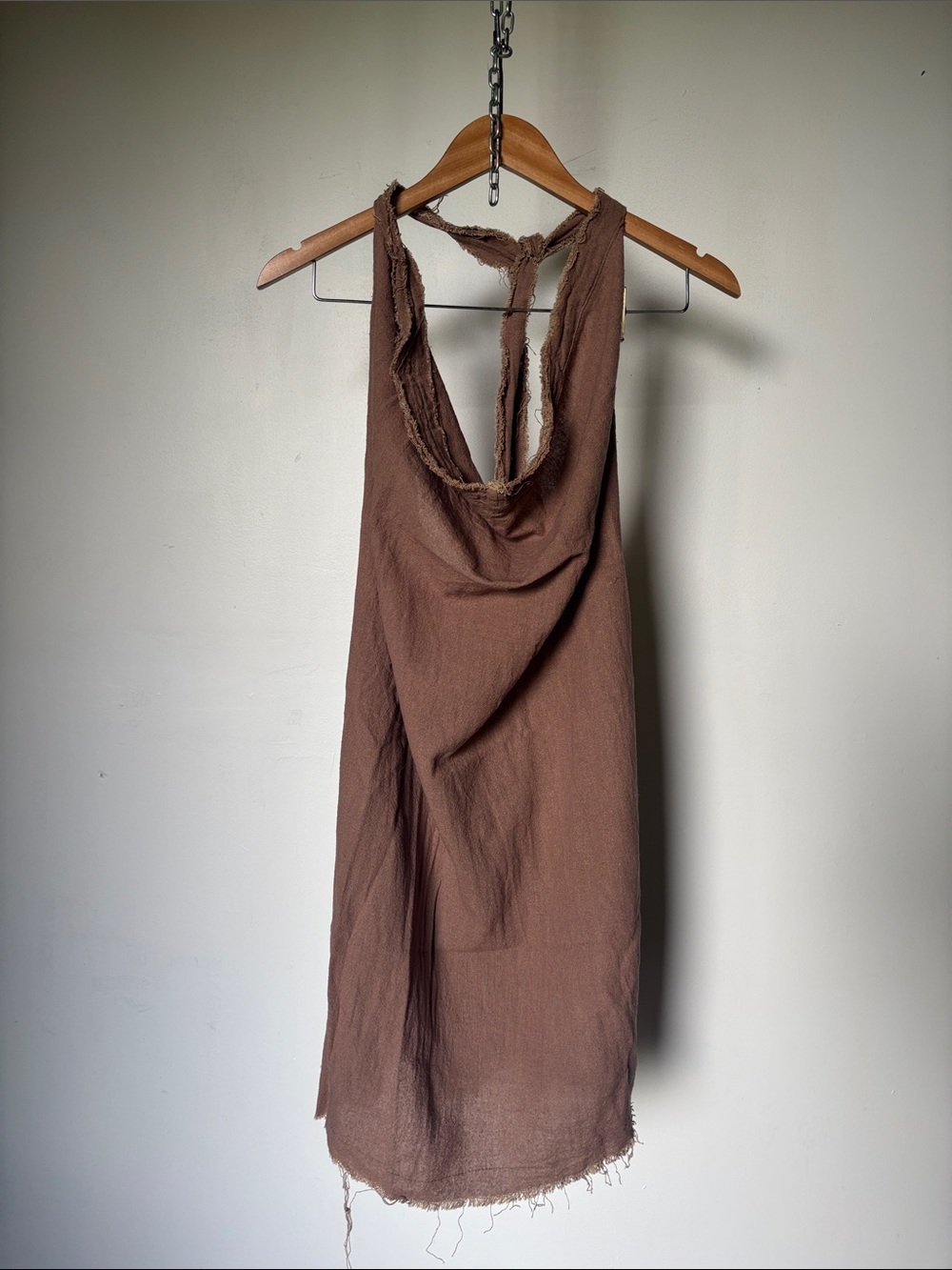 Vintage Cotton Gauze Brown Mini Halter or Tube Dress - Picture 7 of 11